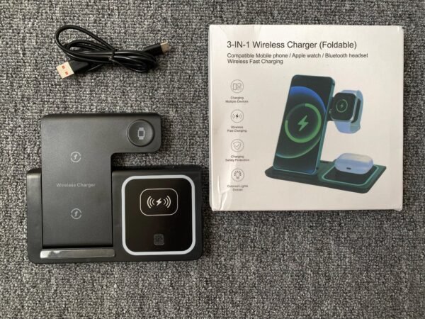 🔌 Base de Carga Inalámbrica 3 en 1 – Carga Rápida Qi