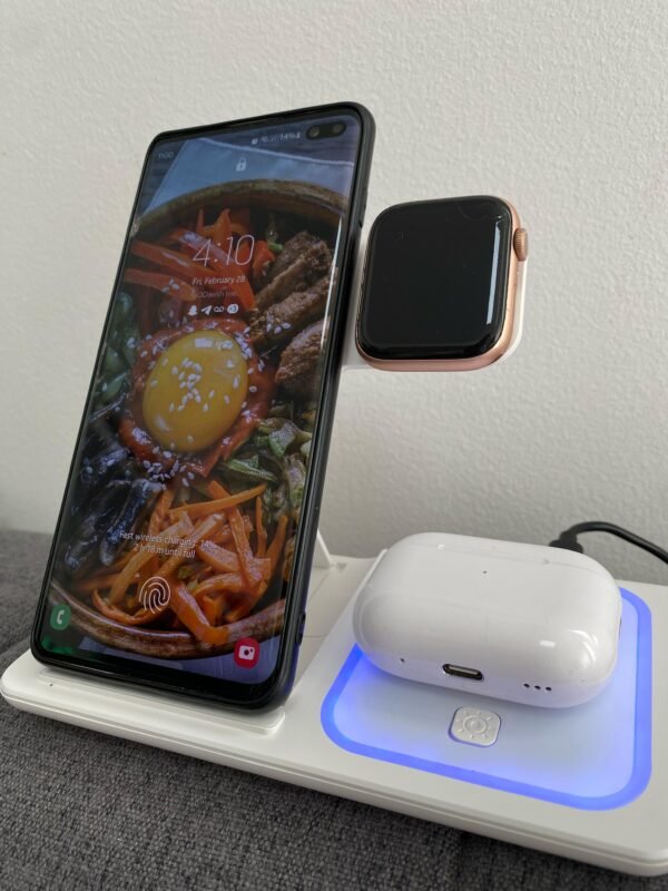 🔌 Base de Carga Inalámbrica 3 en 1 – Carga Rápida Qi