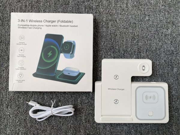 🔌 Base de Carga Inalámbrica 3 en 1 – Carga Rápida Qi