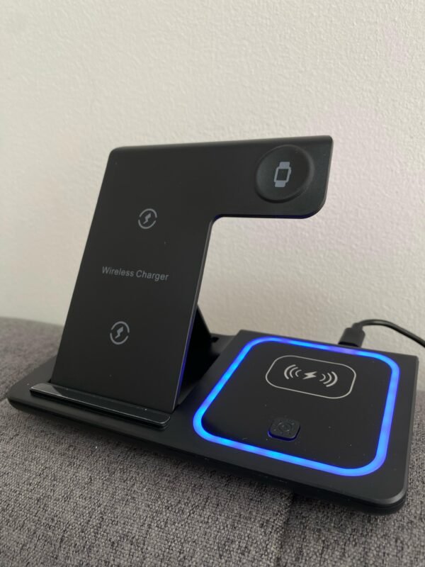 🔌 Base de Carga Inalámbrica 3 en 1 – Carga Rápida Qi