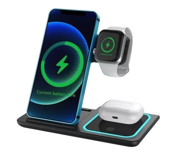 🔌 Base de Carga Inalámbrica 3 en 1 – Carga Rápida Qi