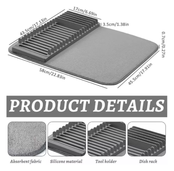 🧼 Tapete Escurridor Absorbente 2 en 1 con Bandeja – Secado Rápido y Organización Perfecta