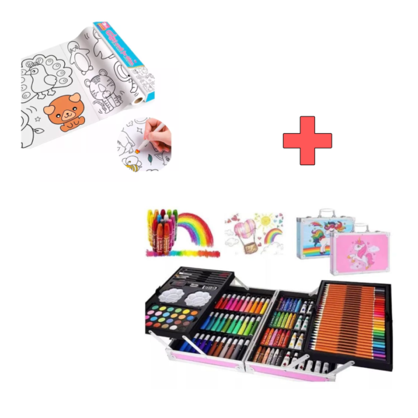 🎨 Combo Set Metálico de Arte 145 Piezas + Rollo de Papel para Pintar (3 Metros)