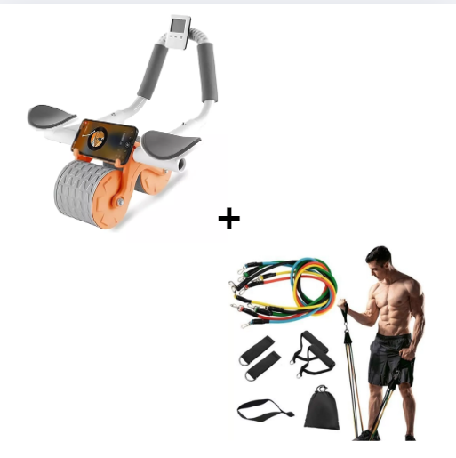 🏋️‍♂️ Combo Máquina Abdominal Automática + Bandas de Resistencia 11 Piezas
