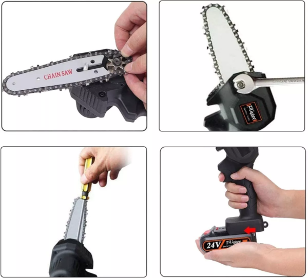 🔥 Mini Motosierra de Mano Portátil 24V – Potente, Liviana y Fácil de Usar 🔥