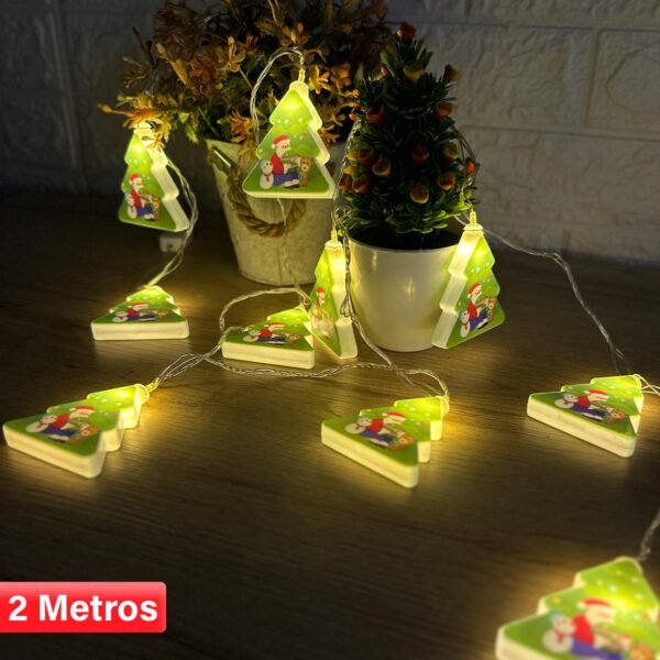 🎄 Guirnalda Navideña LED Árboles – 2 Metros | 10 Luces Warm 🎅✨
