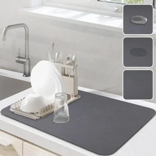 🧼 Combo Escurridor Metálico 65 cm + Tapete Ultra Absorbente 30×60 cm