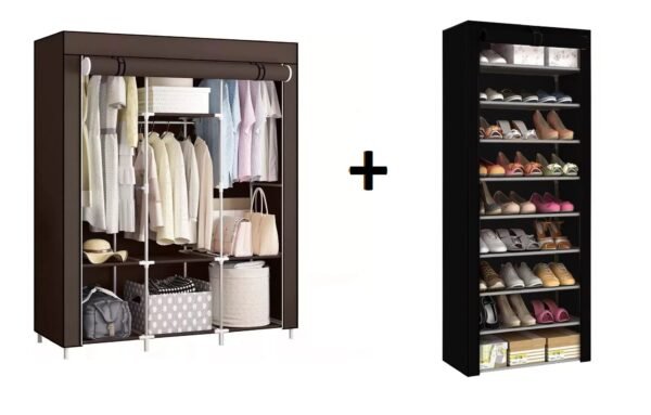 🧺✨ COMBO PREMIUM: Armario 3 Puestos + Zapatero 9 Niveles | Gran Capacidad – Fácil de Armar – Súper Resistente