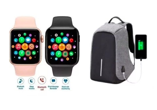 Combo Smartwatch T500 + Morral Antirrobo con Puerto USB – Estilo, Tecnología y Seguridad en Un Solo Pack