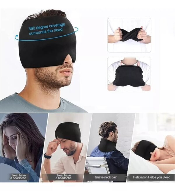 Gorro Terapéutico para Migraña y Dolor de Cabeza con Gel Frío/Calor – Relajación 360°