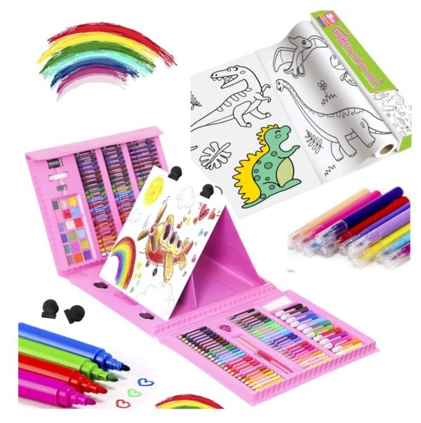 🎨 Set de Arte Infantil 208 Piezas + Rollo de Dibujo 3 Metros