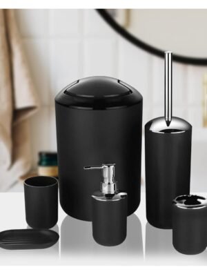 🖤 Juego de Accesorios de Baño 6 Piezas – Set Completo