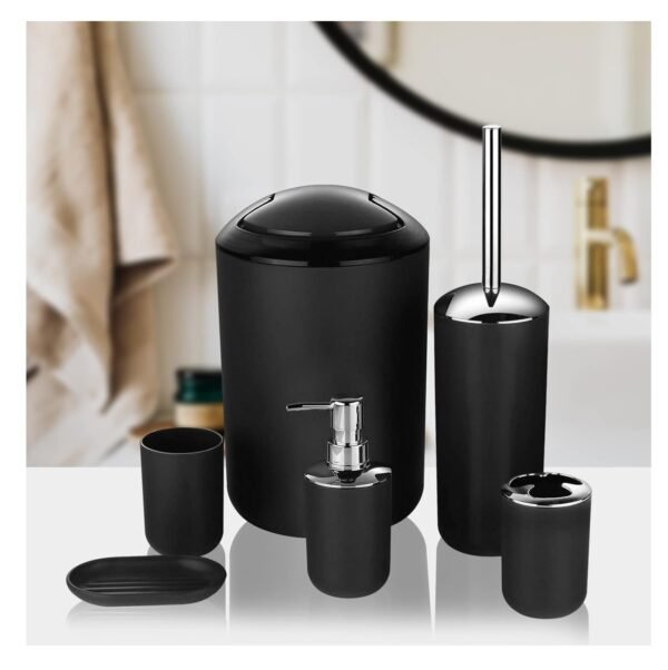 🖤 Juego de Accesorios de Baño 6 Piezas – Set Completo