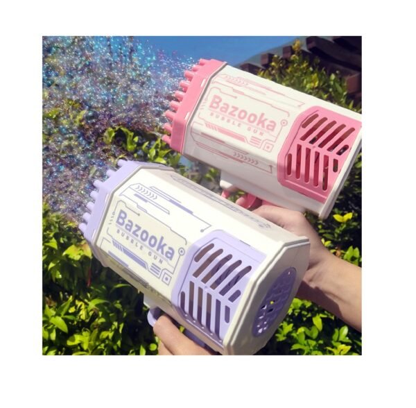 🫧 Pistola Bazooka de Burbujas Recargable 69 Agujeros con Luces LED