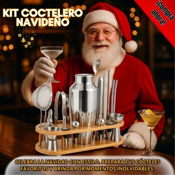 🎄 KIT COCTELERO NAVIDEÑO DE 23 PIEZAS – EDICIÓN PREMIUM 🍸