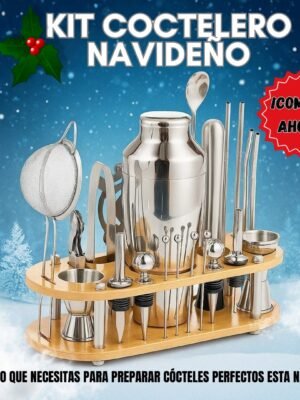 🎄 KIT COCTELERO NAVIDEÑO DE 23 PIEZAS – EDICIÓN PREMIUM 🍸