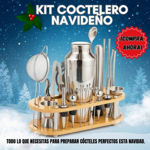 🎄 KIT COCTELERO NAVIDEÑO DE 23 PIEZAS – EDICIÓN PREMIUM 🍸