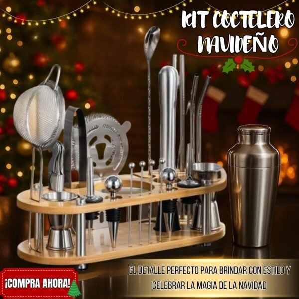 🎄 KIT COCTELERO NAVIDEÑO DE 23 PIEZAS – EDICIÓN PREMIUM 🍸