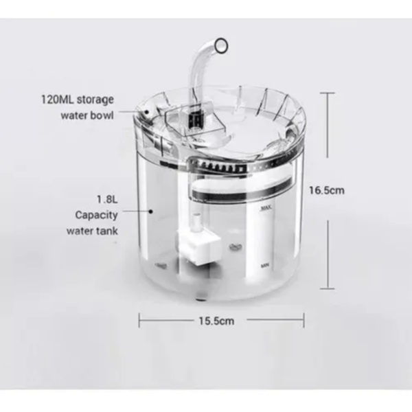 🐾 Fuente Transparente para Mascotas 1.8L – Modelo con Grifo / Cascada