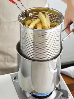 🛒 Olla Freidora de Acero Inoxidable con Canasta Escurridora – 1.2 L