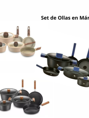 🥘 Combo de Ollas en Mármol – 9 Piezas Premium