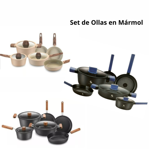 🥘 Combo de Ollas en Mármol – 9 Piezas Premium