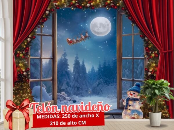 🎄 Telón Navideño Decorativo – Fondo Navideño 250 x 210 cm ✨