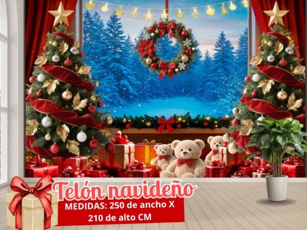 🎄 Telón Navideño Decorativo – Fondo Navideño 250 x 210 cm ✨