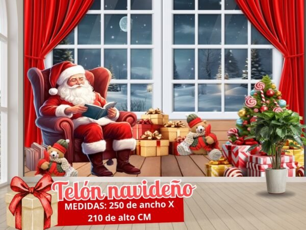 🎄 Telón Navideño Decorativo – Fondo Navideño 250 x 210 cm ✨