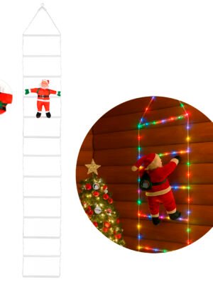 🎅✨ Muñeco de Papá Noel con Escalera de Luces LED – 2 Metros ✨🎄