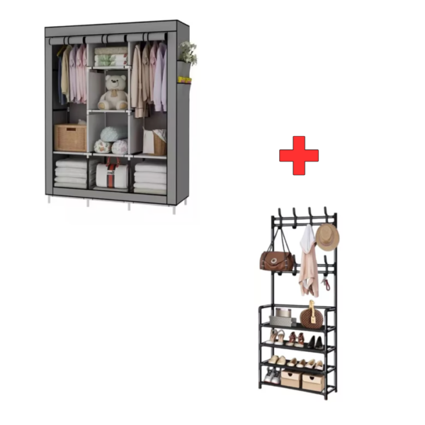 👟 COMBO ARMARIO 3 PUESTOS + PERCHERO ORGANIZADOR MULTIFUNCIONAL