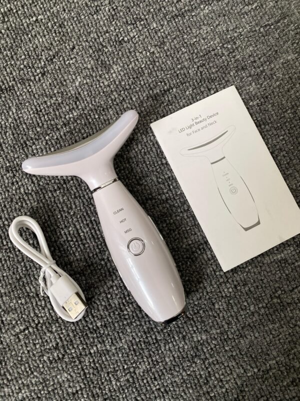 🌟 Masajeador Facial y de Cuello 3 en 1 con Luz LED – Rejuvenecimiento Total en Casa