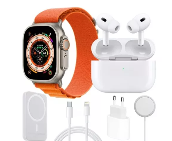 ⭐ Combo Premium X8 Ultra – Smartwatch + Audífonos + Power Bank Inalámbrico + Adaptador + Cargadores (5 en 1)